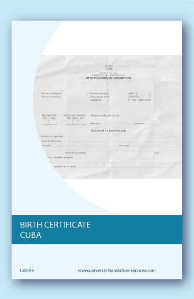 Cuban birth certificate translation