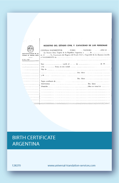 Birth certificate Argentina translated to English