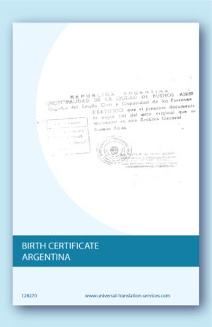 Birth certificate Argentina translated to English