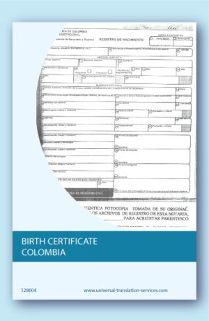 Birth certificate Colombia English translation