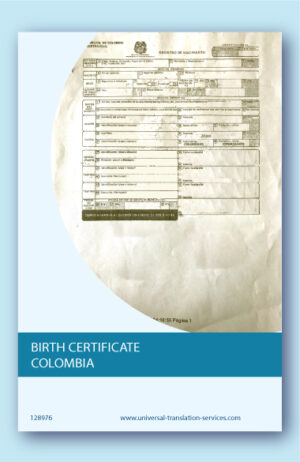 Birth certificate Colombia English translation