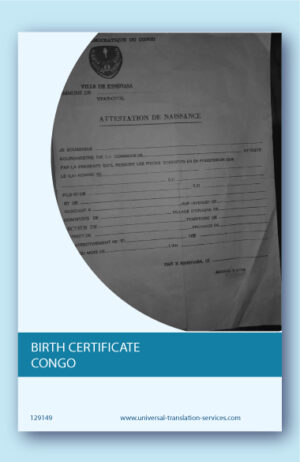 Birth certificate Congo translated to English