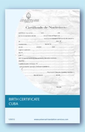 Cuban birth certificate translation