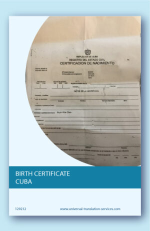 Cuba birth certificate translation to English