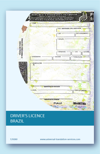 Drivers license Brazil English translation