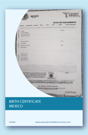 Mexican to English birth certificate translation