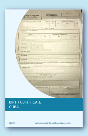 Cuban birth certificate translation