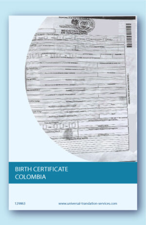 Birth certificate Colombia English translation