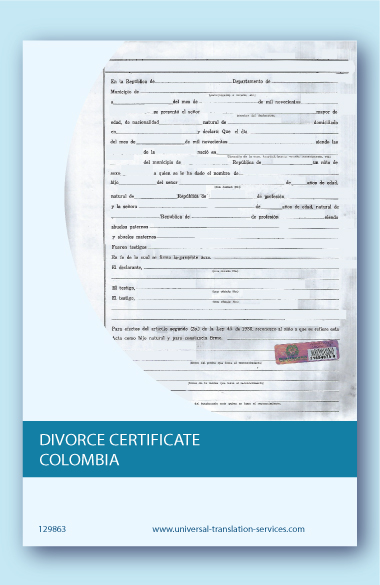 Translation of Colombian divorce certificate