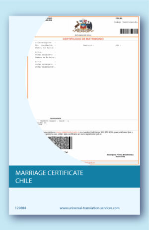 Marriage certificate Chile English translation