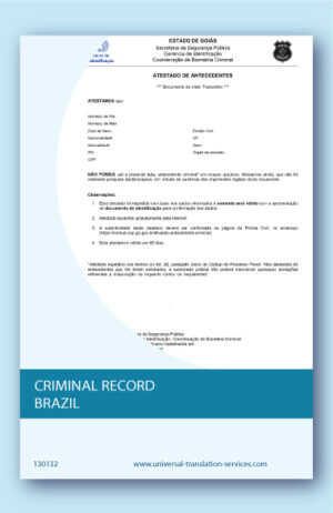 Criminal record Brazil English translation