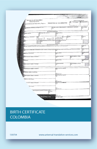 Birth certificate Colombia English translation