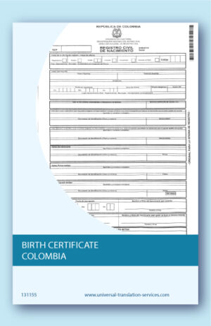 Birth certificate Colombia English translation