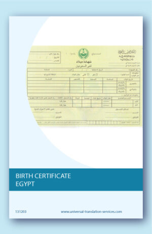 Egyptian birth certificate English translation