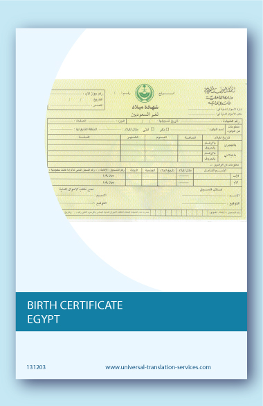 Egyptian birth certificate English translation