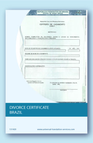 Divorce certificate Brazil English translation