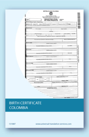 Birth certificate Colombia English translation