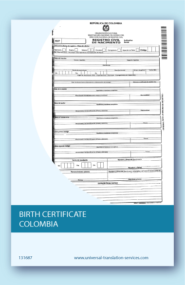 Birth certificate Colombia English translation