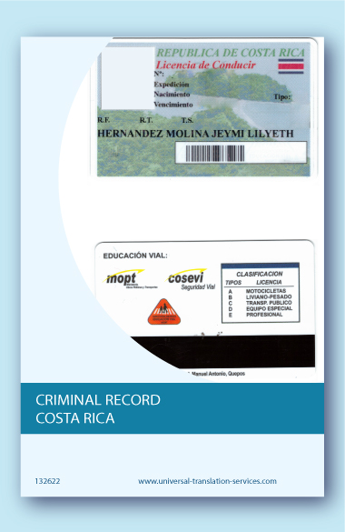 Criminal record Costa Rica translation into English