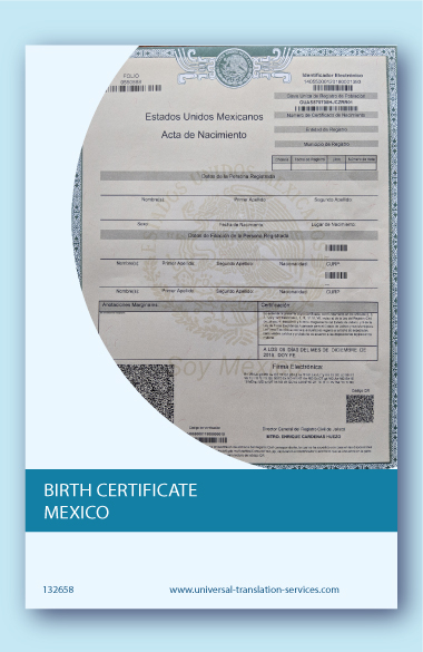 Birth certificate from Mexico template