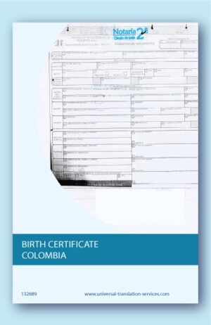 Birth certificate Colombia translation