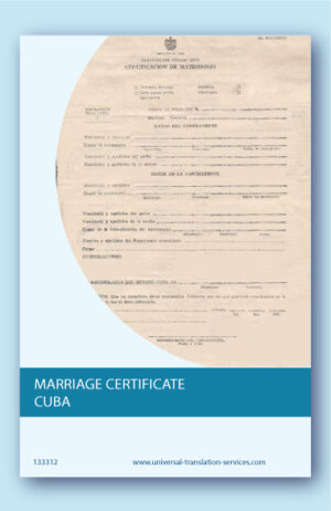 Cuba marriage certificate translation