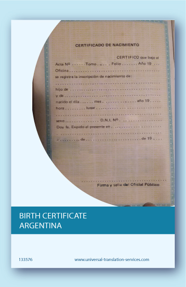 Birth certificate Argentina translated to English