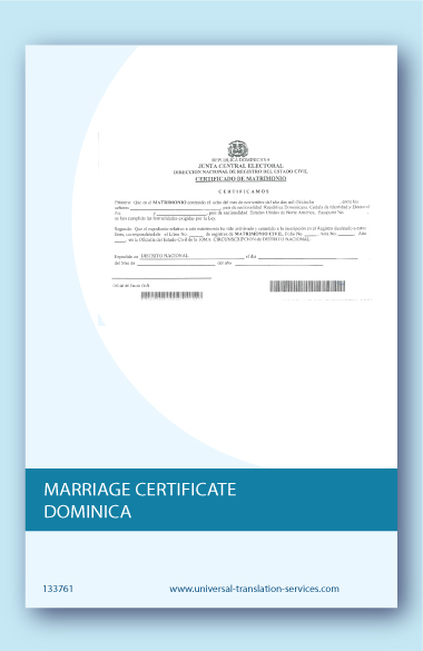 Dominican marriage certificate translation