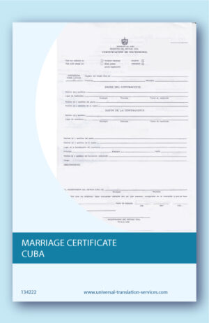 Cuba marriage certificate translation