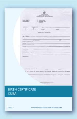 Birth certificate Cuba translation