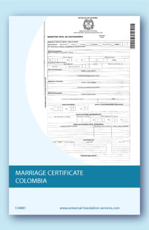 English translation of Colombian marriage certificate