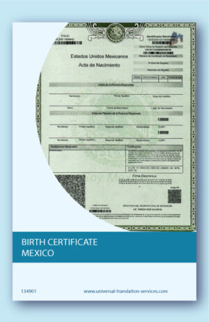 Birth certificate from Mexico template