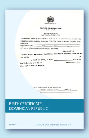 Dominican birth certificate translation