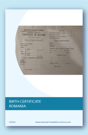 A template of Romanian birth certificate