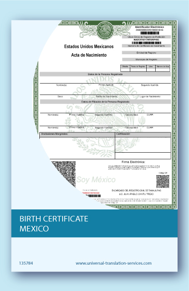 Mexican birth certificate template