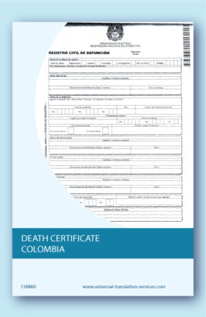 English translation of Colombian death certificate