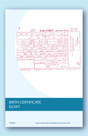 Egyptian birth certificate English translation