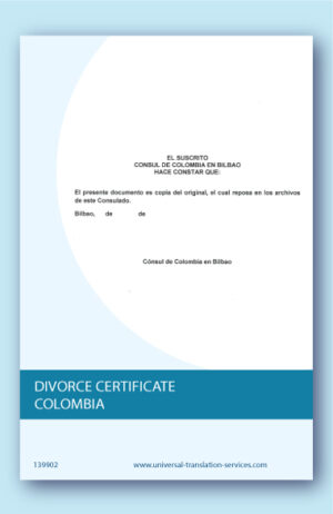 Translation of Colombian divorce certificate