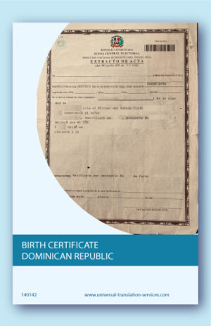 Dominican birth certificate translation