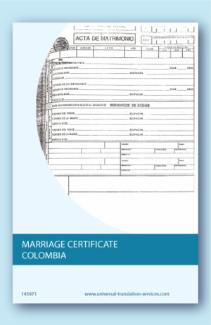 Colombia marriage certificate translation