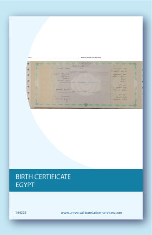 Egyptian birth certificate English translation