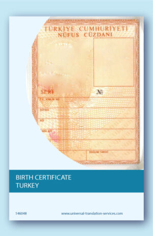 Turkey birth certificate template