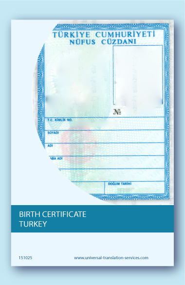 English translation of birth certificate from Turkey