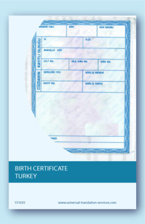 English translation of birth certificate from Turkey