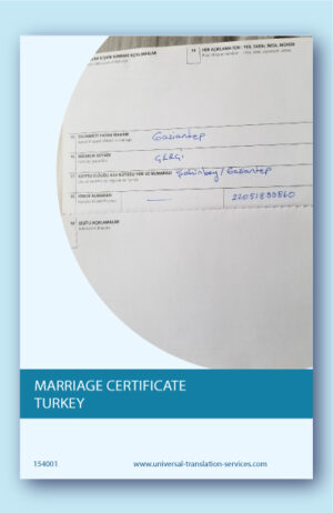 Turkey marriage certificate translation