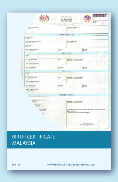 Malaysian marriage certificate translation into English