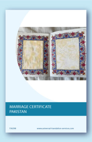 Marriage certificate translation from Pakistan