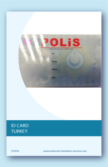 Turkey national police identity card translation