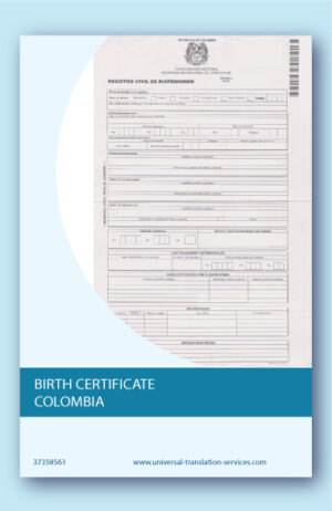 English translation of Colombian birth certificate