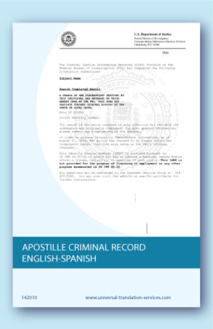 Apostille criminal record translation USA to Spanish